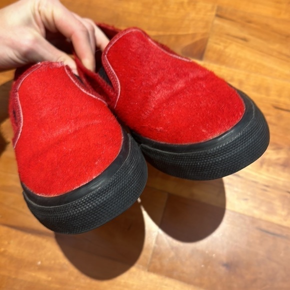 Sperry Top-Sider Jeffrey Red Leather Loafers Boat Shoes Mocs Cow Fur Pony Hair - Picture 5 of 9